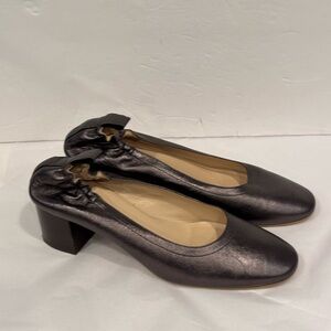 Everlane The Day Heel in Silver Leather Women’s Shoes Size 9.5 Made in Italy